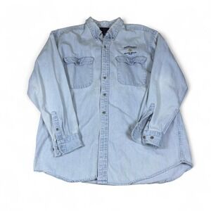 Choice Hotels Million Dollar Club Denim Button-Up Shirt Light Blue Mens Large